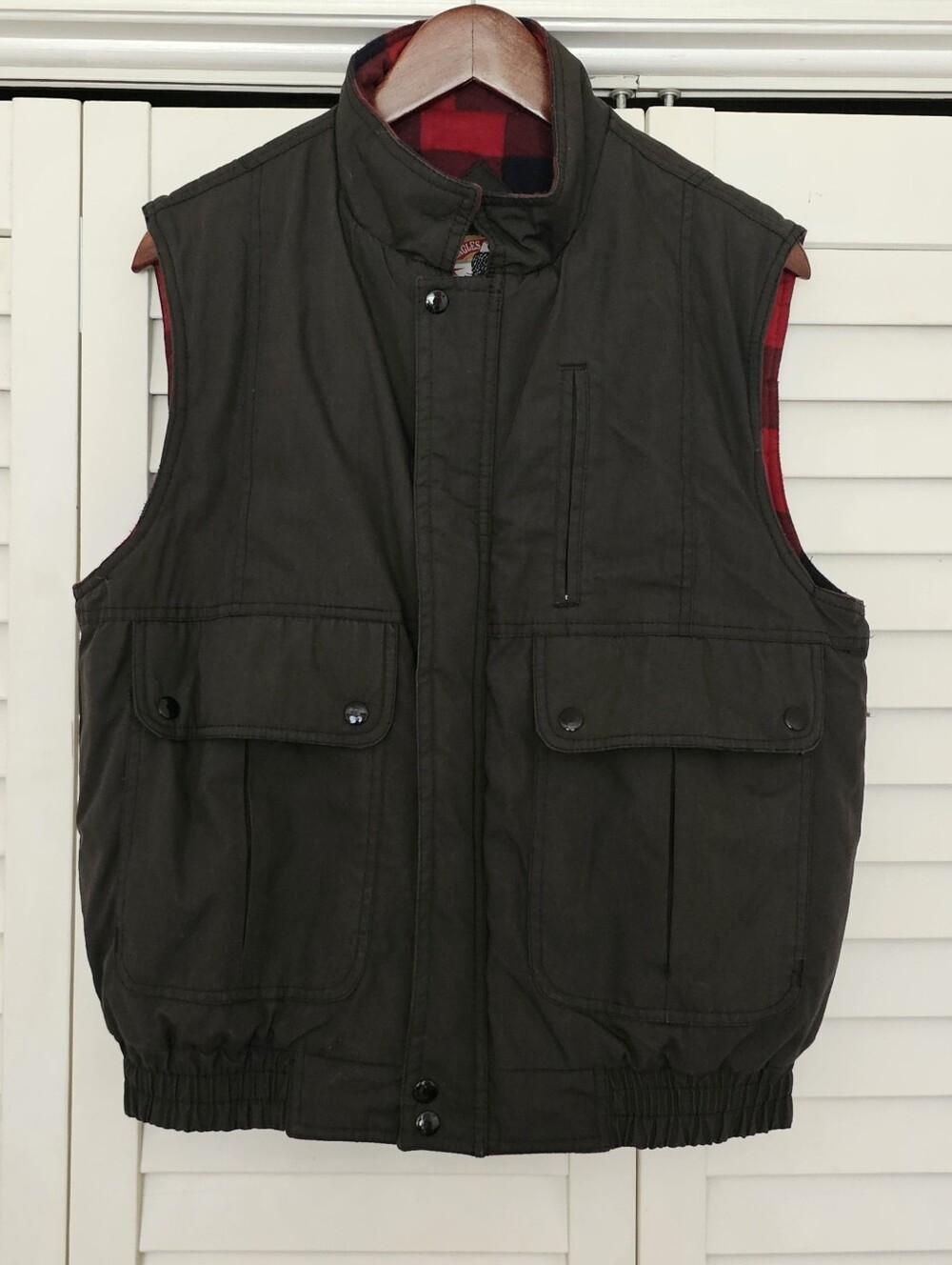 Eagle Ridge Outfitters Mens Vest Size M Charcoal Gray Zip Front Flannel Lined